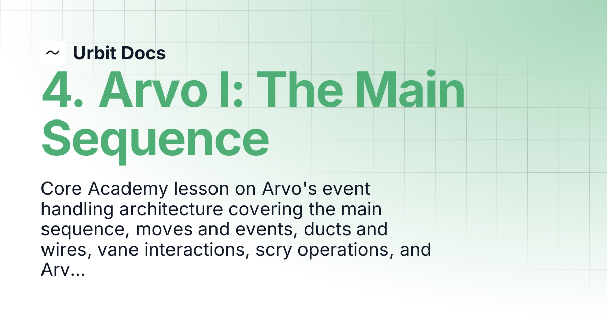4. Arvo I: The Main Sequence | Urbit Docs