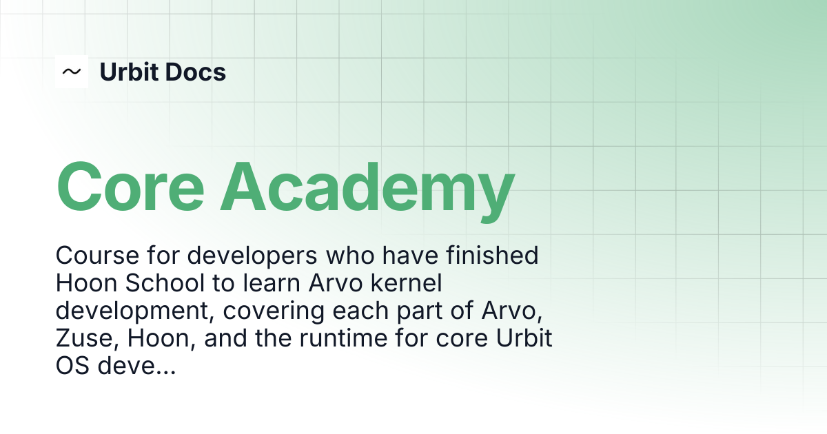 Core Academy | Urbit Docs
