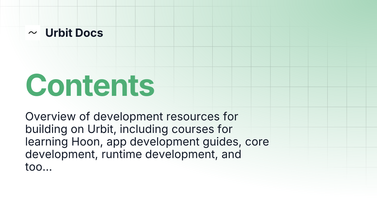 Contents | Urbit Docs