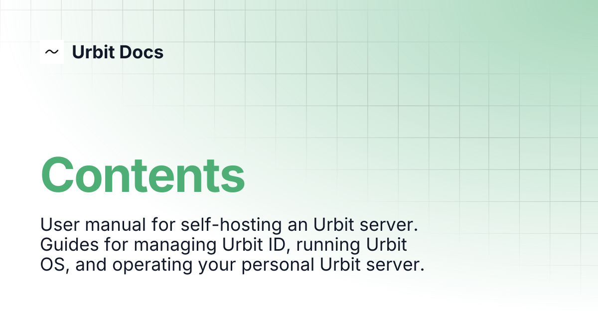 Contents | Urbit Docs