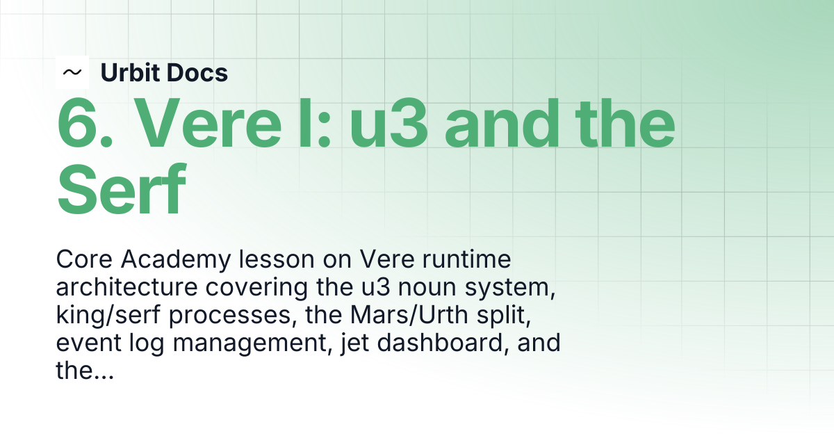 6. Vere I: u3 and the Serf | Urbit Docs